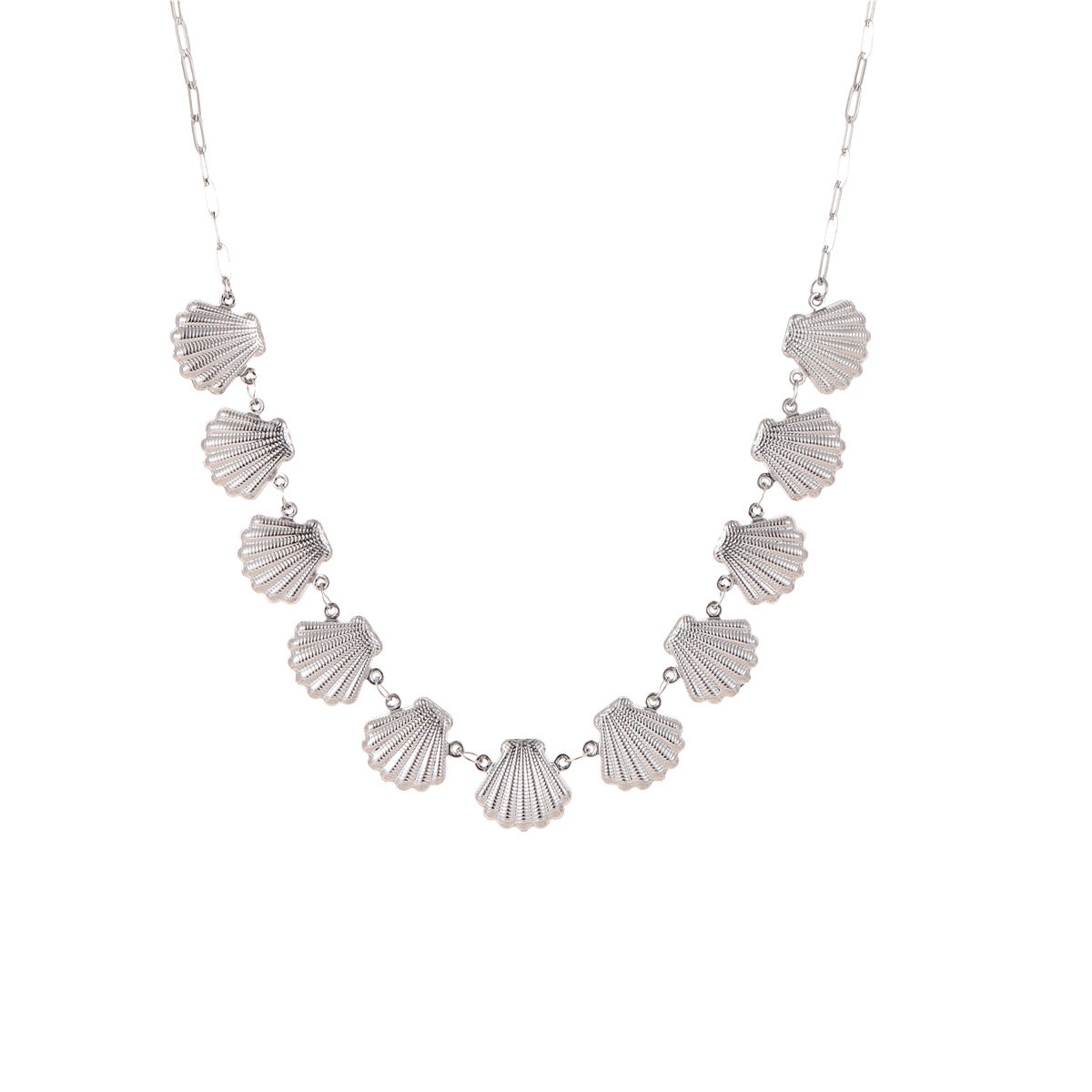 Collar con colgante de estrella de mar y concha marina minimalista de moda en acero inoxidable con acabado chapado para mujer