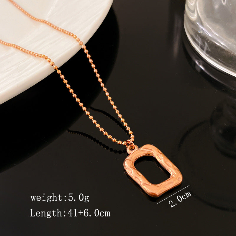 Abstract Geometric Square and Round Bead Titanium Steel Necklace Minimalist Plated Chain for Unisex
