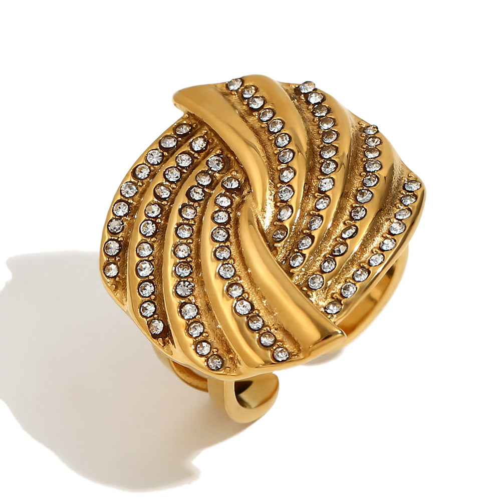 Elegantes pendientes de tuerca geométricos de cruz y pluma de acero inoxidable con baño de oro de 18K y detalles de diamantes de imitación