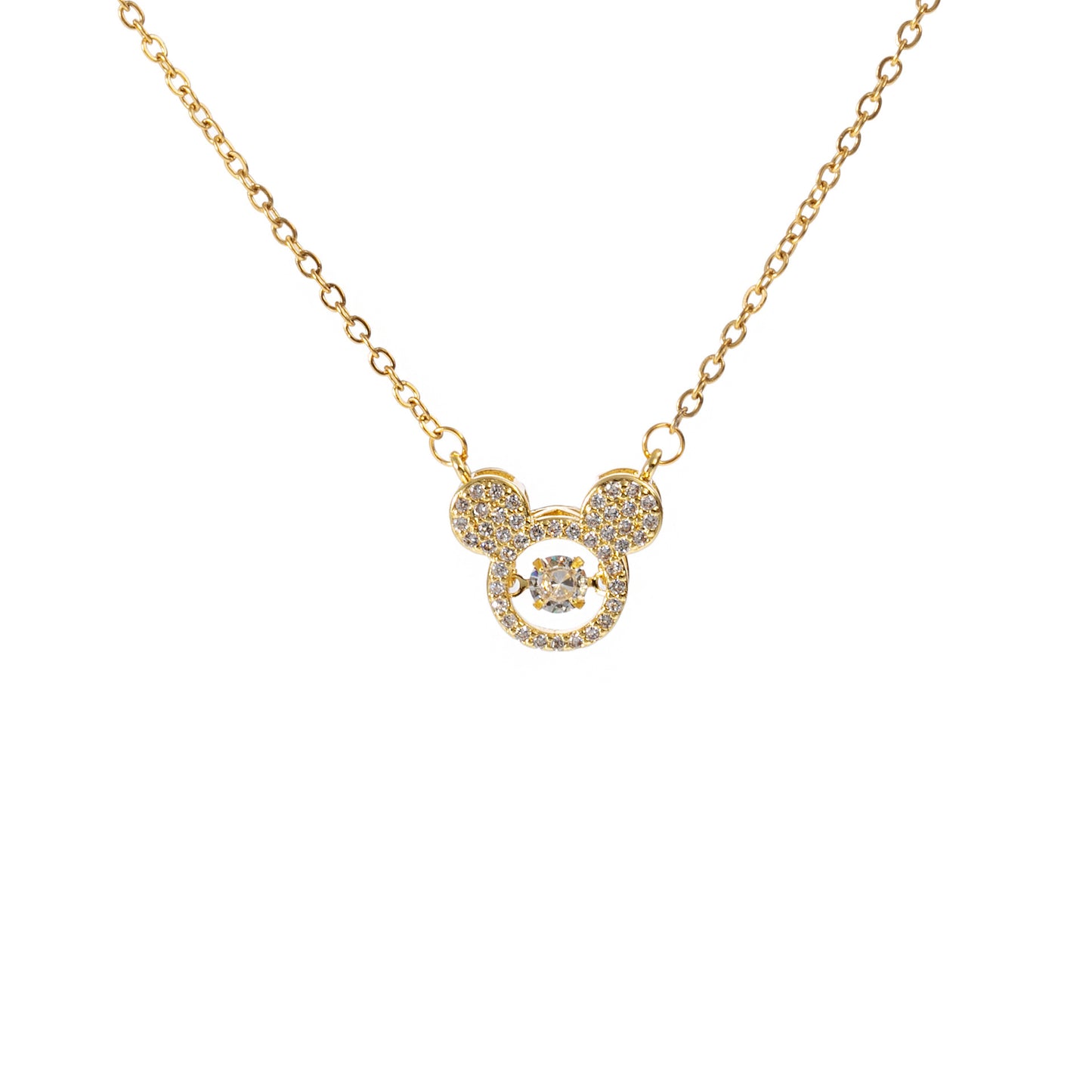 Collana pendente minimalista con Topolino da donna in acciaio al titanio con finitura placcata, design geometrico, delicata catena clavicola