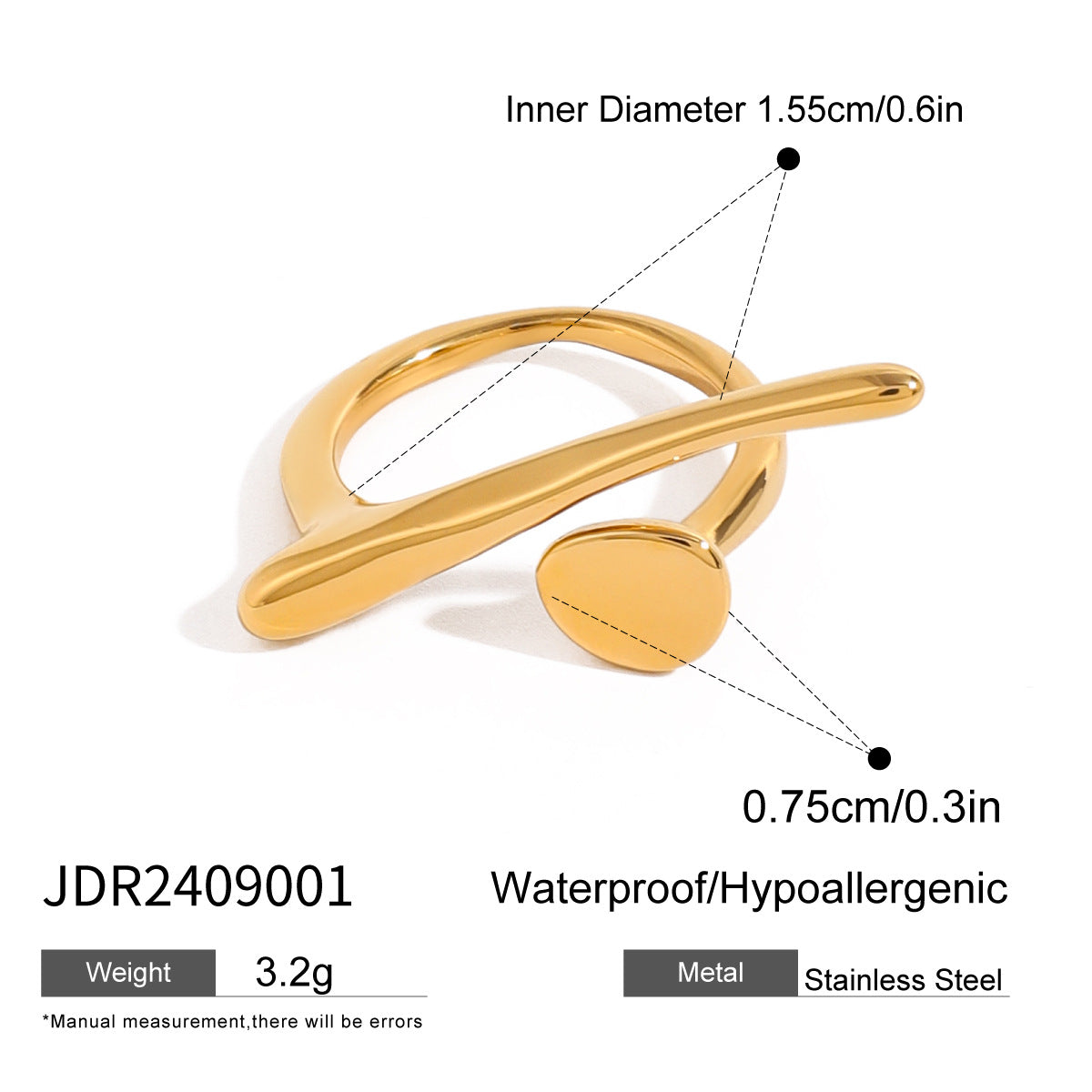 Anillo irregular de acero inoxidable con chapado para mujer, sortija de moda llamativa