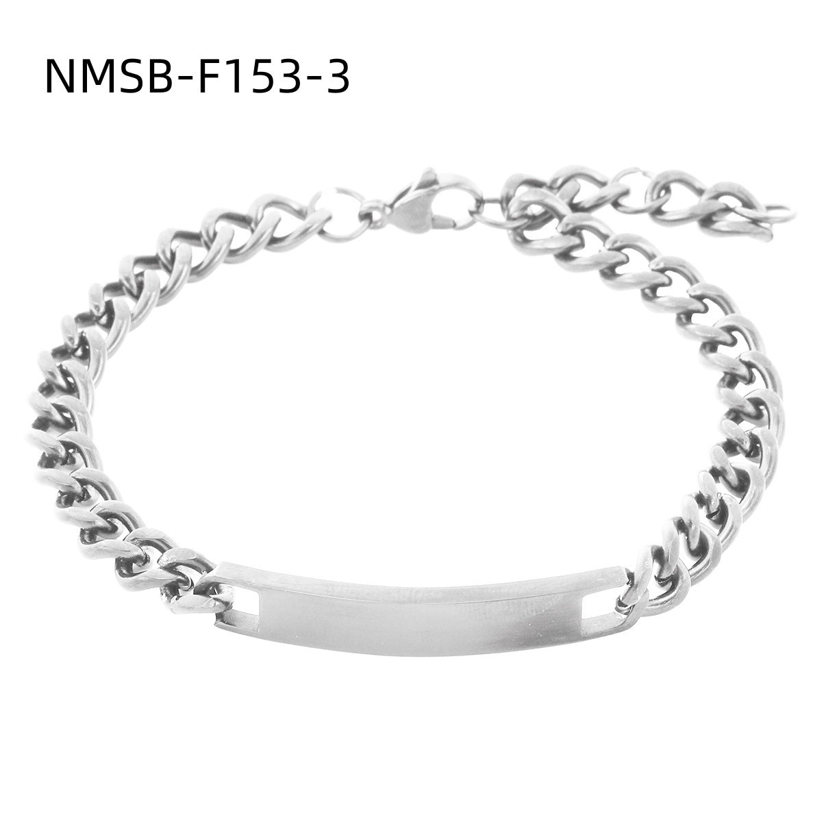 18K Gold Plated Geometric Rectangle Titanium Steel DIY Charm Bar Bracelet for Women