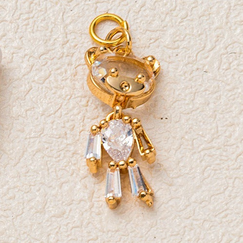 Minimalist Luxury 18K Gold Plated Brass Animal Pendant with Cubic Zirconia Charm Bar for Unisex