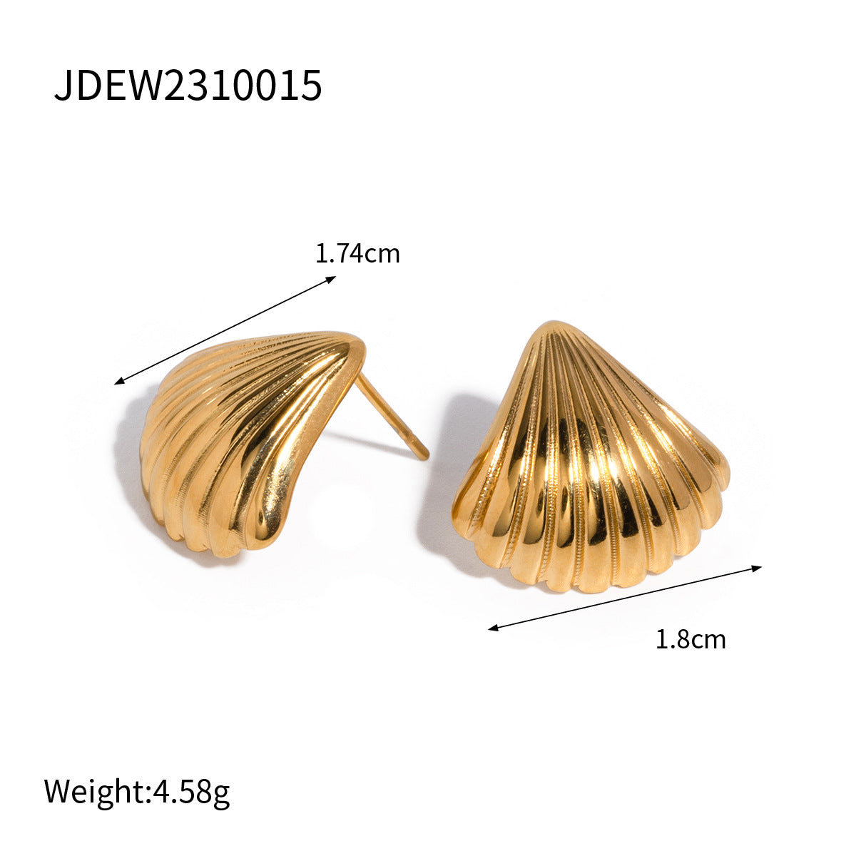Gold Plated Stainless Steel Starfish Earrings for Women