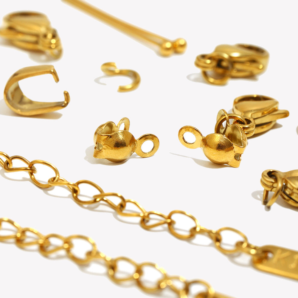 Minimalist Stainless Steel 18K Gold Plated Round DIY Charm Bar Findings