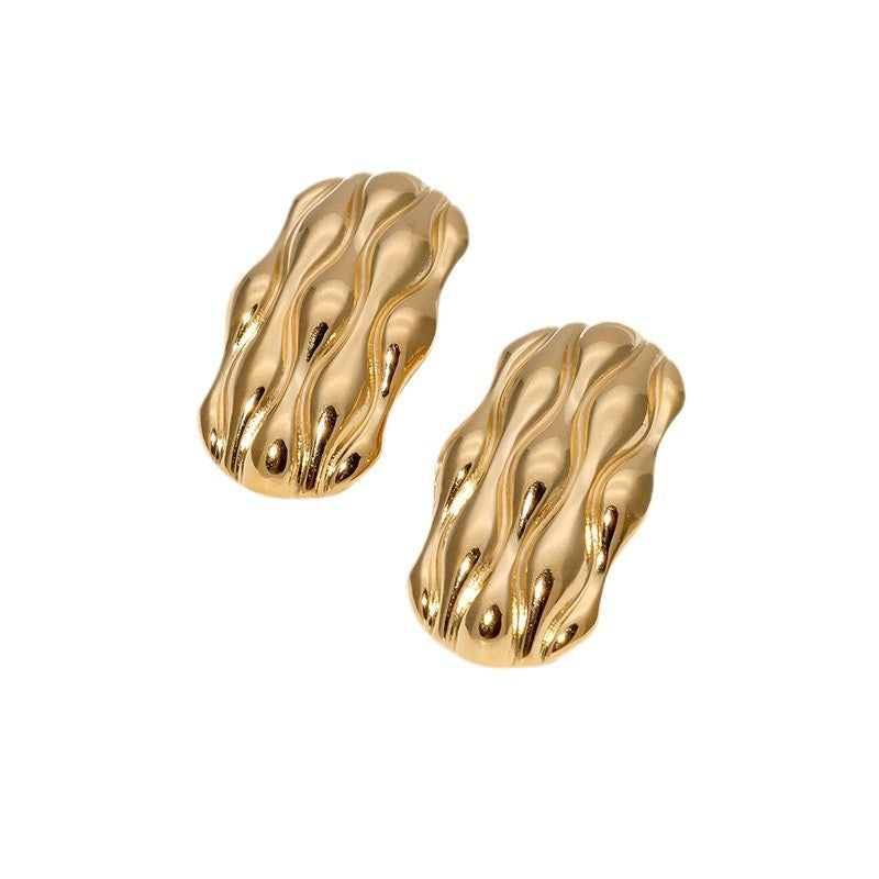 Minimalist Geometric Stainless Steel Earrings with Plated Finish for Women, Modern and Elegant Cold-Tone Fashion Ear Studs