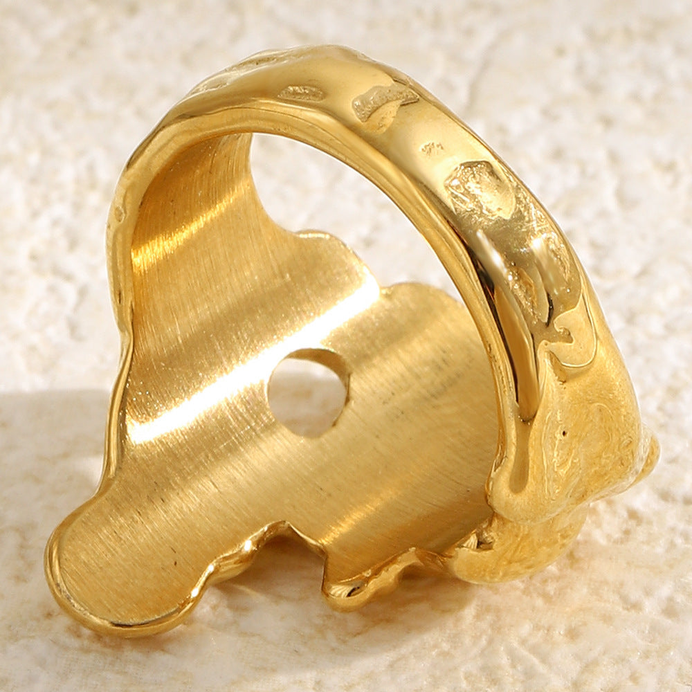 Anello da donna in acciaio inossidabile placcato oro 18K geometrico vintage