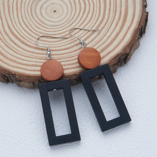 Pendientes de aro de madera vintage minimalistas para mujer con acabado pulido y motivo de nube