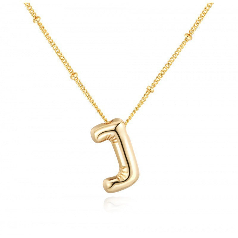 Gold Plated Brass Letter Pendant Necklace for Women