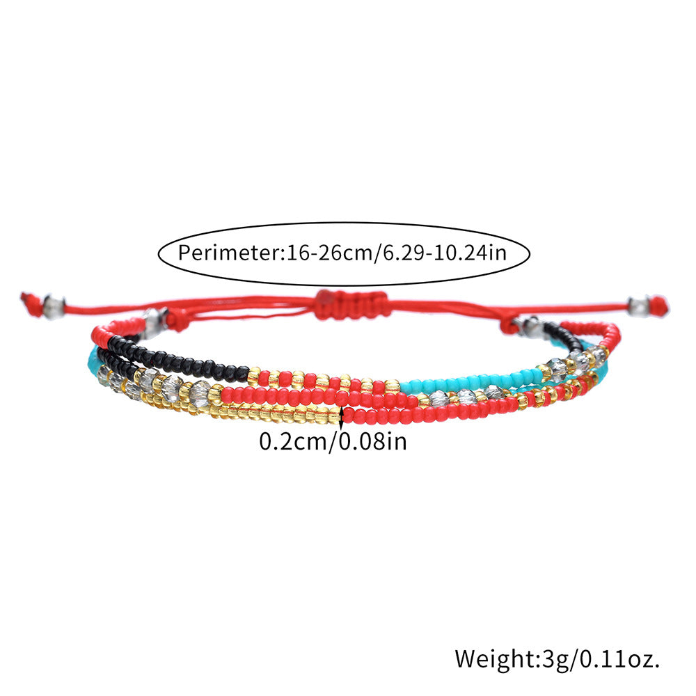Bohemian Multilayer Beaded Bracelet for Women Handwoven Geometric Style Colorful Fashion Accessory