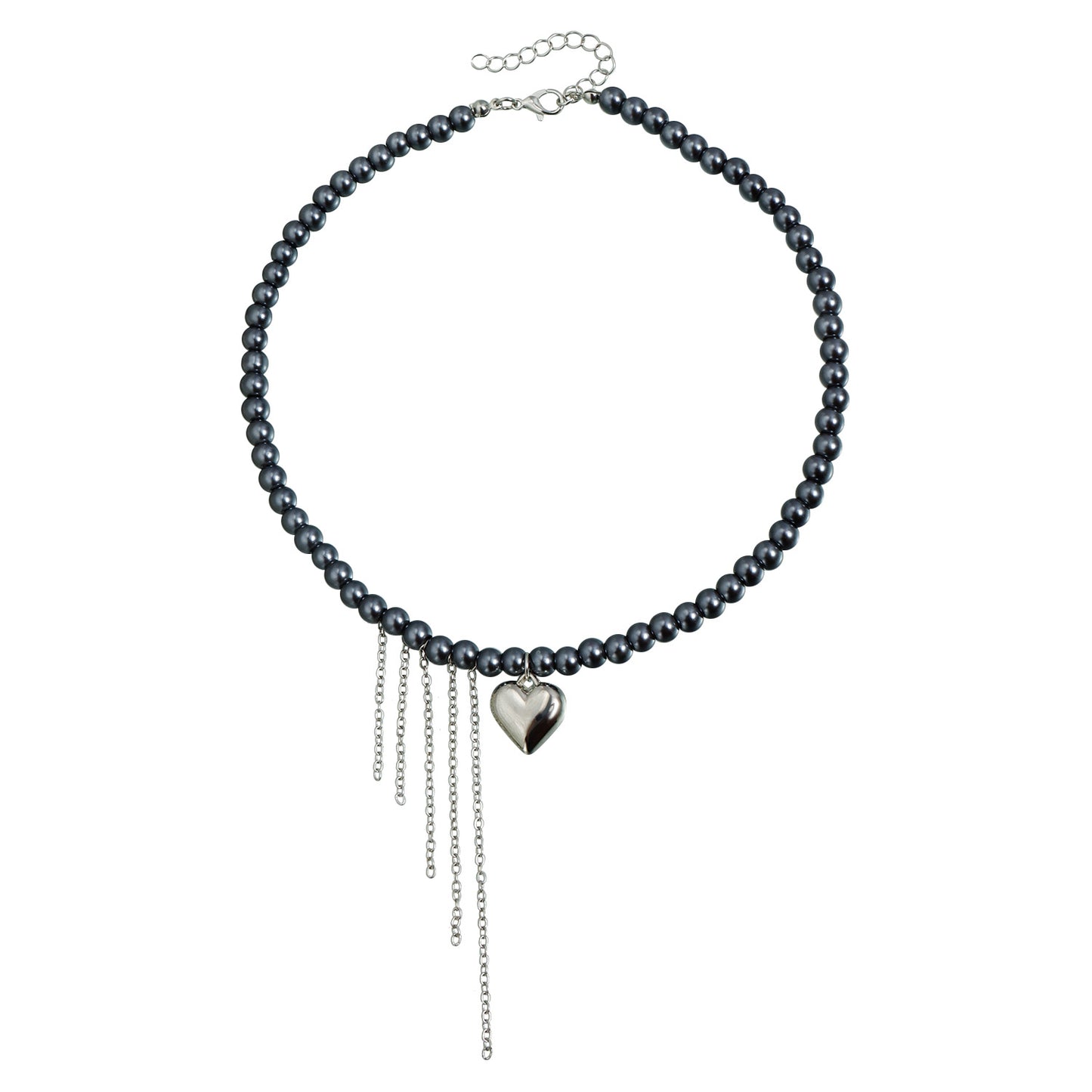 Sweet Streetwear Heart Geometric Alloy Plated Necklace with Glass Beads for Women