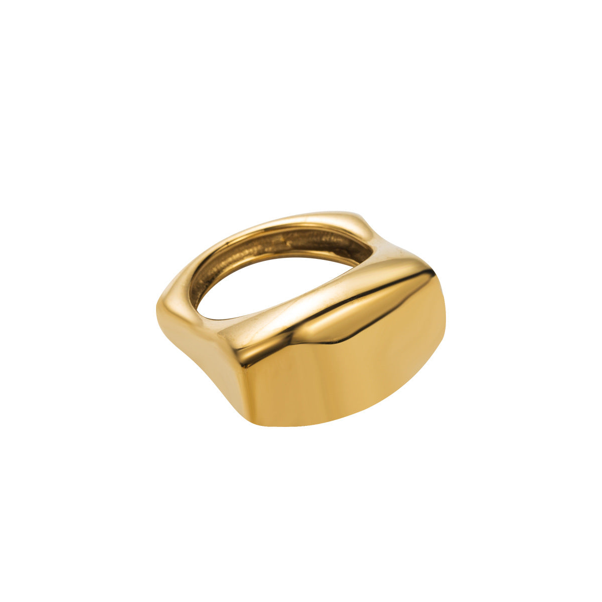Sweet Cool Geometric Heart Wide Face 18K Gold Plated Stainless Steel Ring for Women