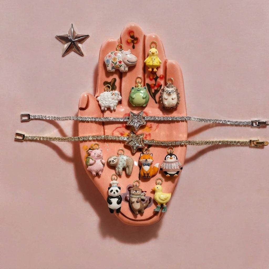 Plated Stainless Steel Animal Charm Bar