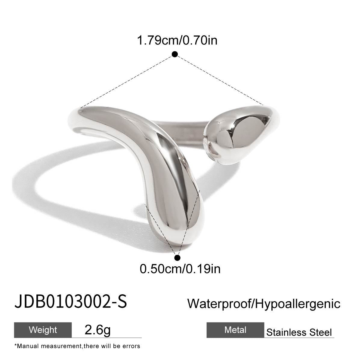 Minimalist Teardrop Geometric Plated Stainless Steel Ring for Women