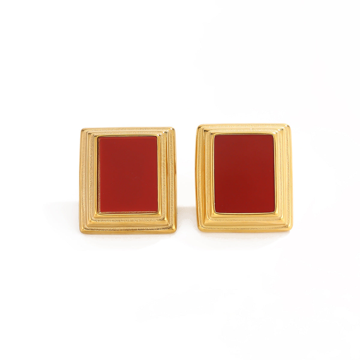Vintage Geometric Square Stainless Steel Earrings PVD Plated