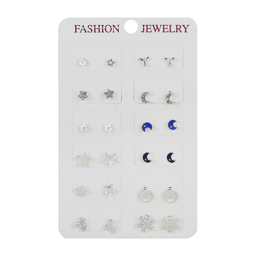 Minimalist Sweet Star Shaped Alloy Earrings with 925 Sterling Silver Posts