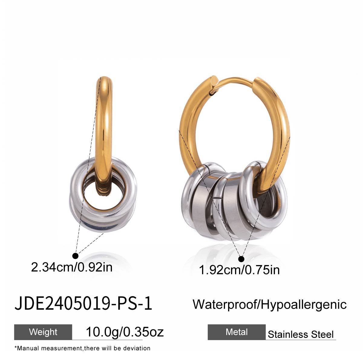Minimalist Round Geometric Plated Stainless Steel Hoop Earrings for Women
