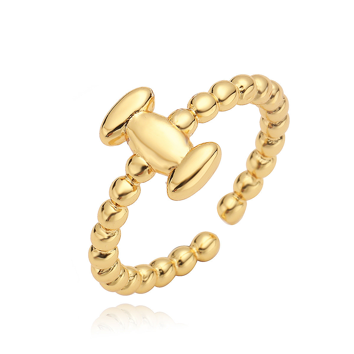 Minimalist 18K Gold Plated Brass Letter Ring for Women