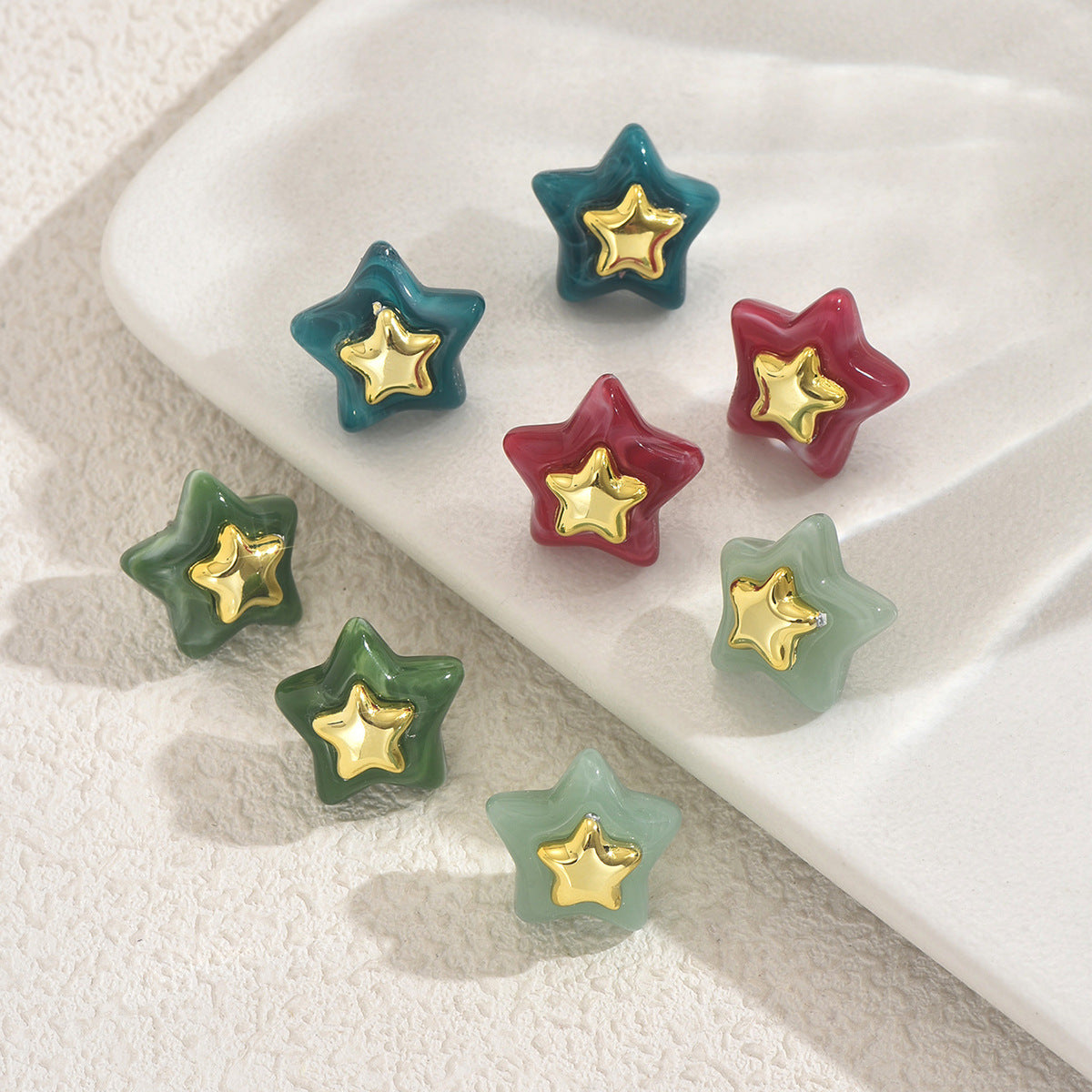 Minimalist Geometric Star-Shaped Alloy Stud Earrings with Plating Finish for Women