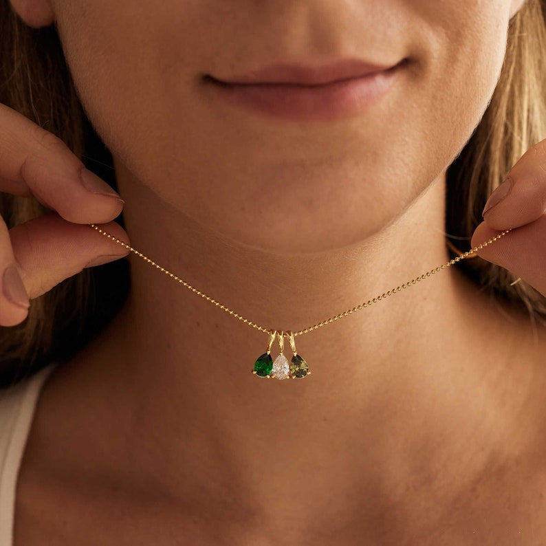 Collana a catena con ciondolo geometrico a goccia in acciaio al titanio placcato oro 18 carati, con barra a charm, unisex