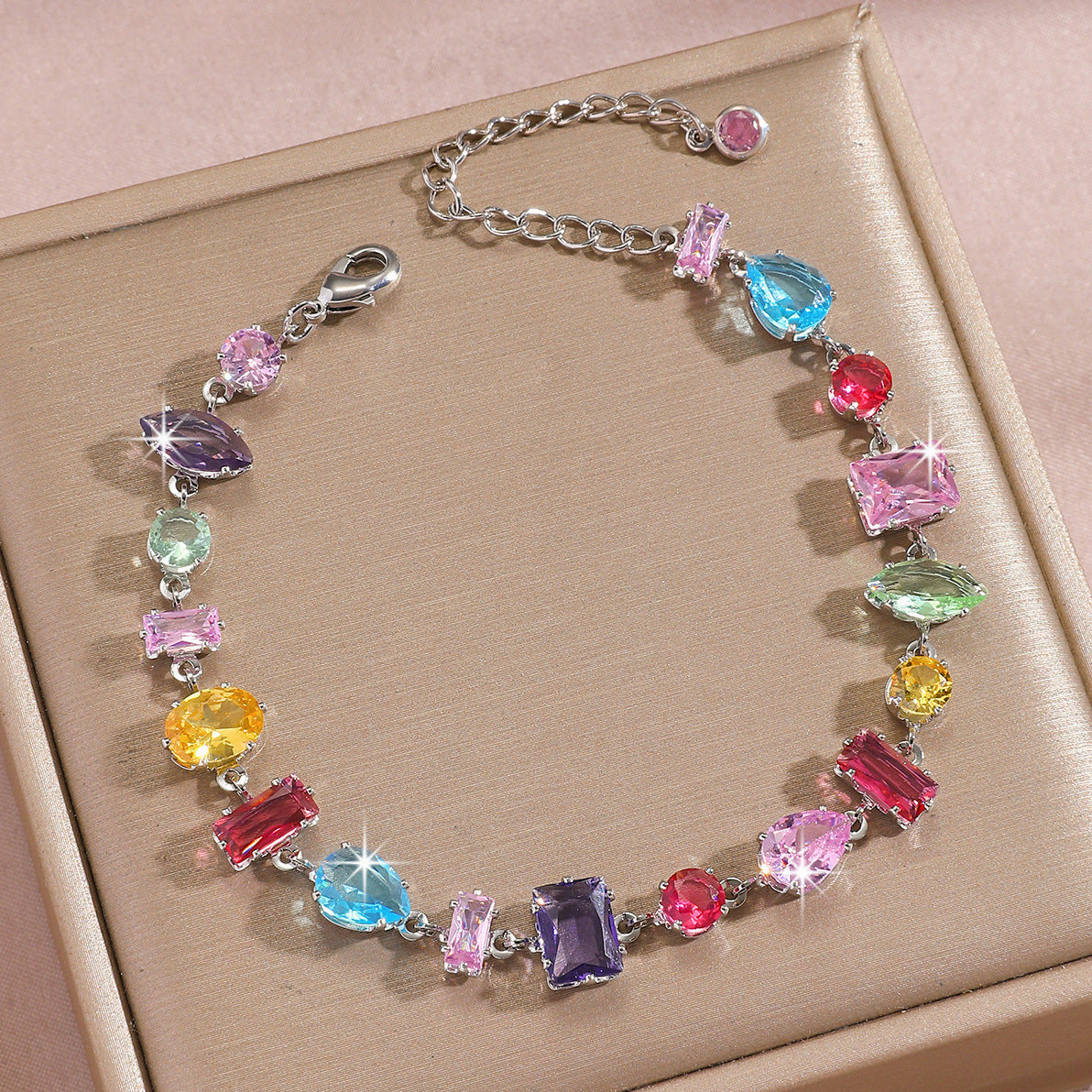 Luxury Gold Plated Brass Leaf Bracelet with Cubic Zirconia Inlay Unisex Floral Design