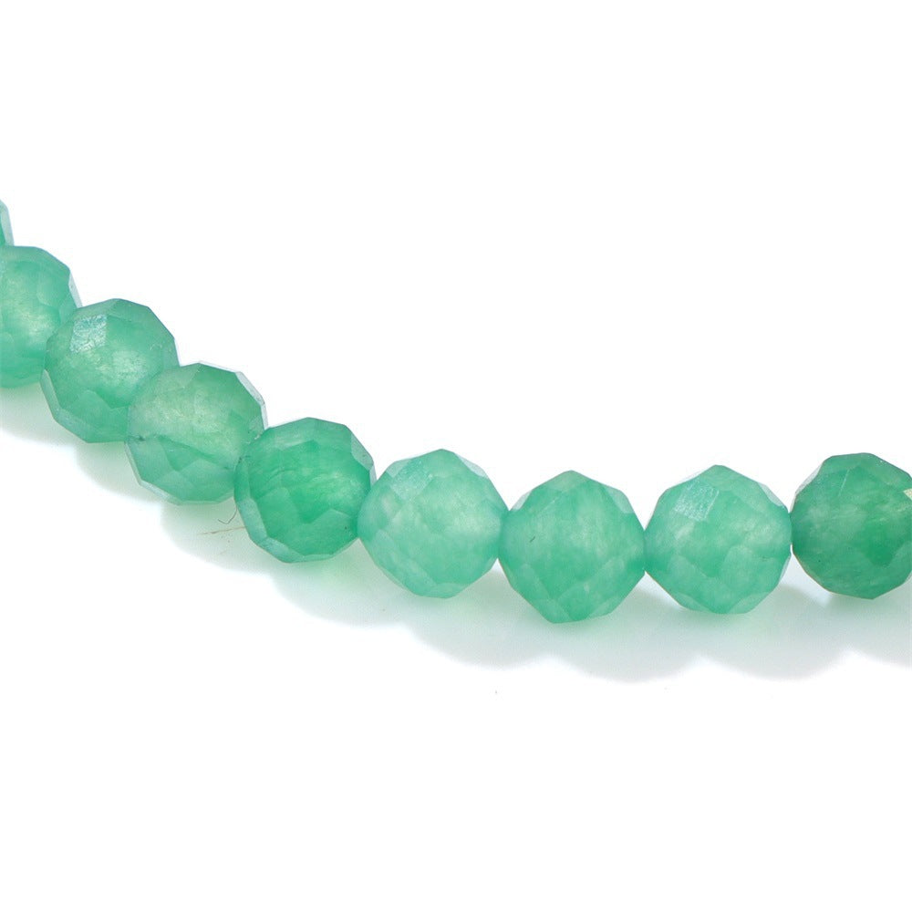 Geometric Natural Crystal Beaded Bracelet Set with Stainless Steel Silver Beads