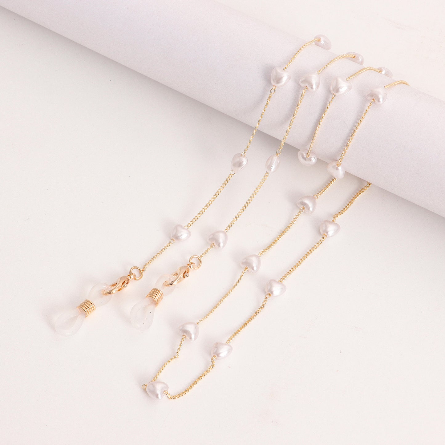 Heart Pearl Alloy Mask and Glasses Chain
