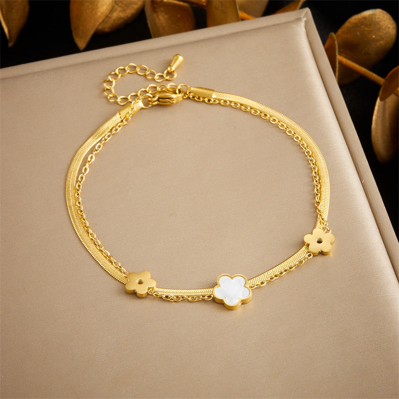 Minimalist Fashionable Stainless Steel Butterfly Flower Anklet