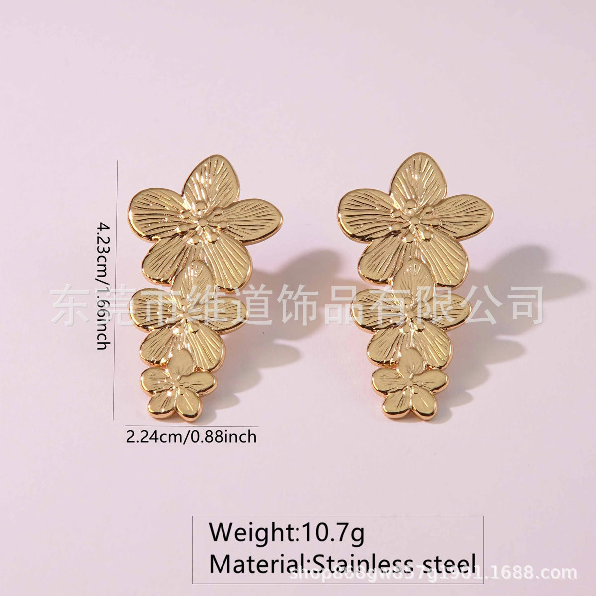 Beach Style Stainless Steel Geometric Starfish Shell Stud Earrings for Women