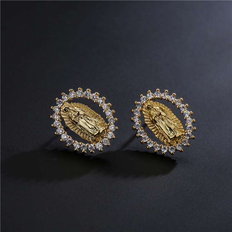 Minimalist Geometric 18K Gold Plated Brass Micro Inlay Cubic Zirconia Earrings for Women