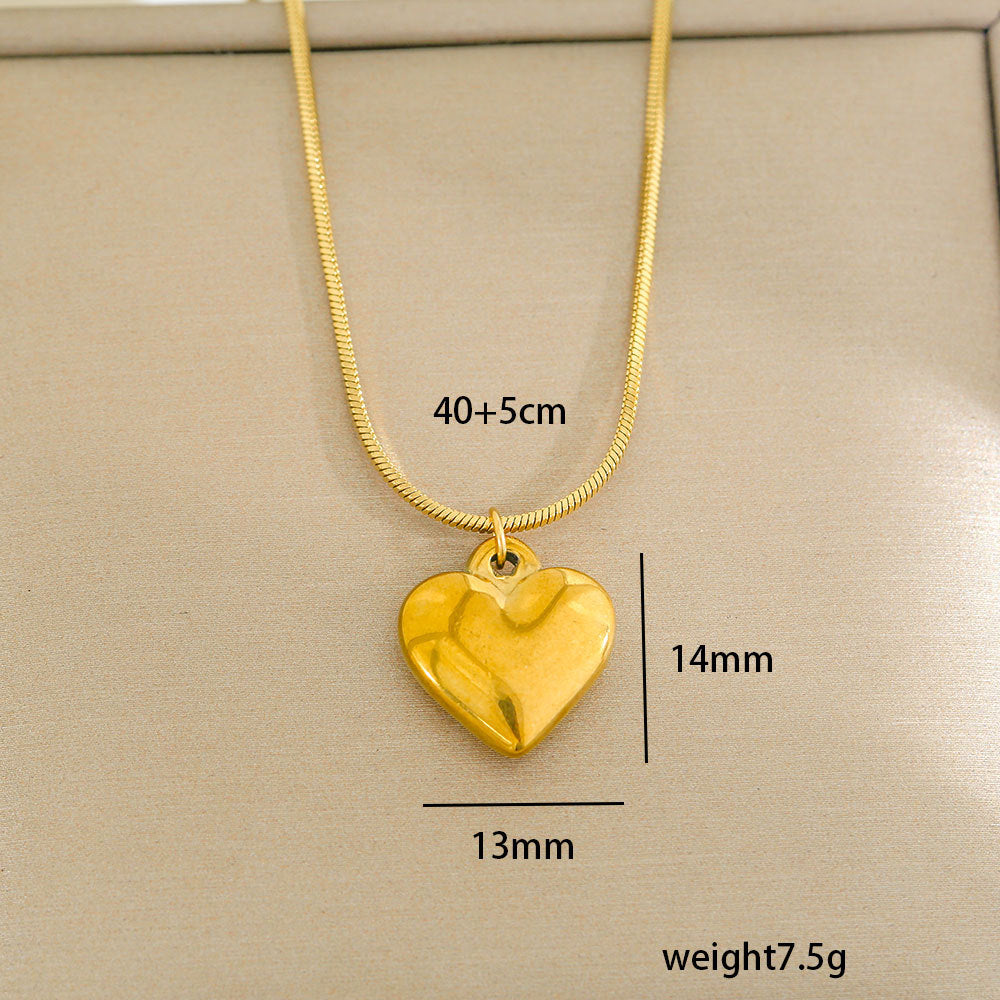 Collar minimalista de acero de titanio con forma de corazón, chapado en oro, perla y cadena ajustable para mujer