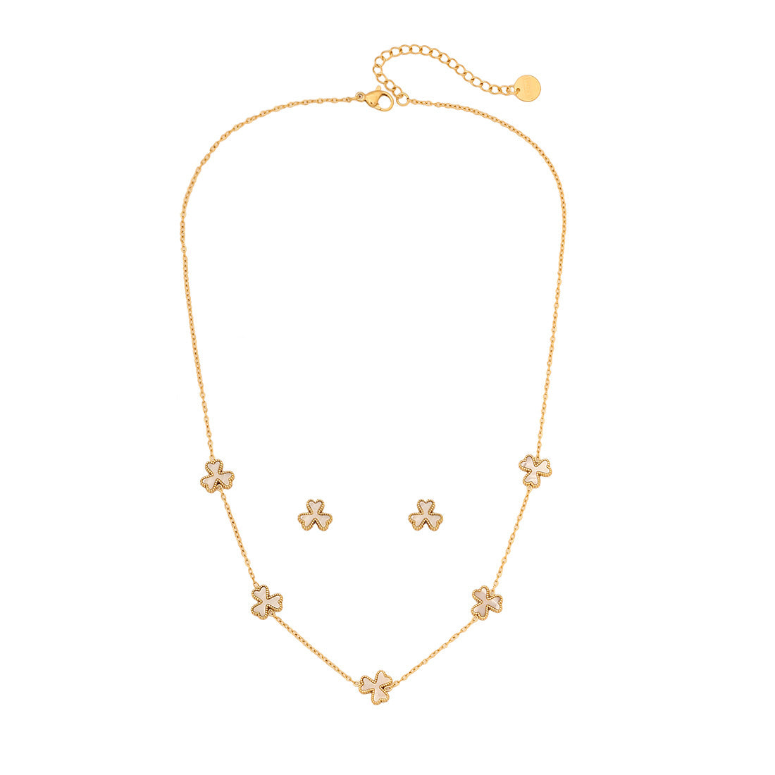 Geometric Asymmetrical Stainless Steel Pendant Necklace Set with Beveled Square Accents for Women