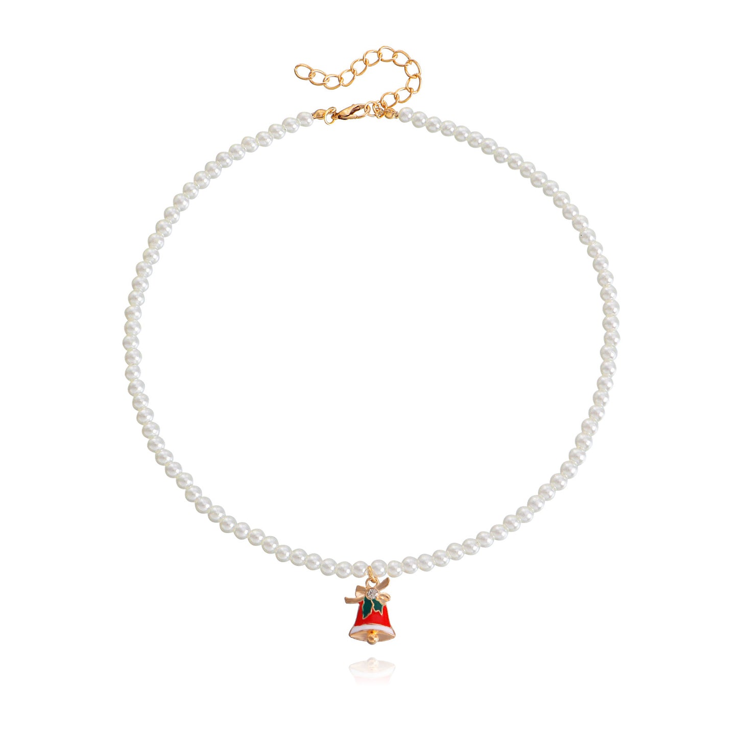 Minimalist Geometric Snowflake Pendant Necklace with Enamel Finish and Pearl Chain for Women