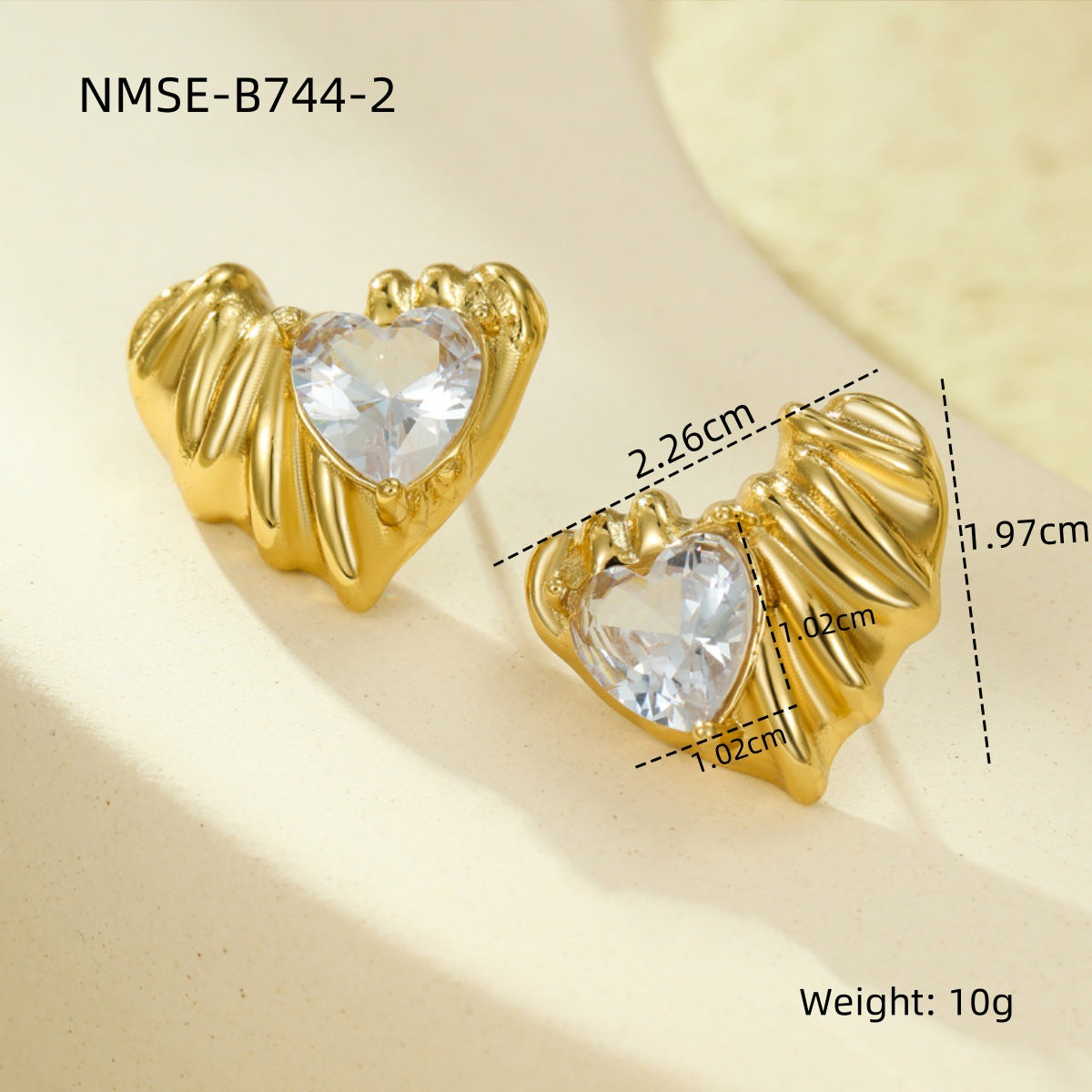 Pendientes colgantes geométricos de corazón chapados en oro de 18 quilates estilo vintage para mujer