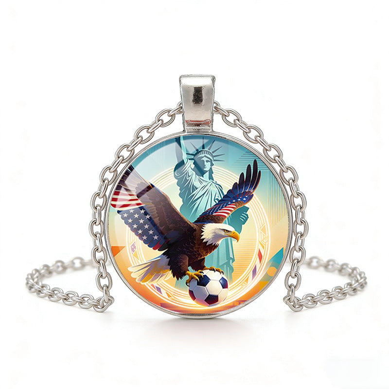 Collana unisex in lega placcata con pendente rotondo casual con cristalli geometrici