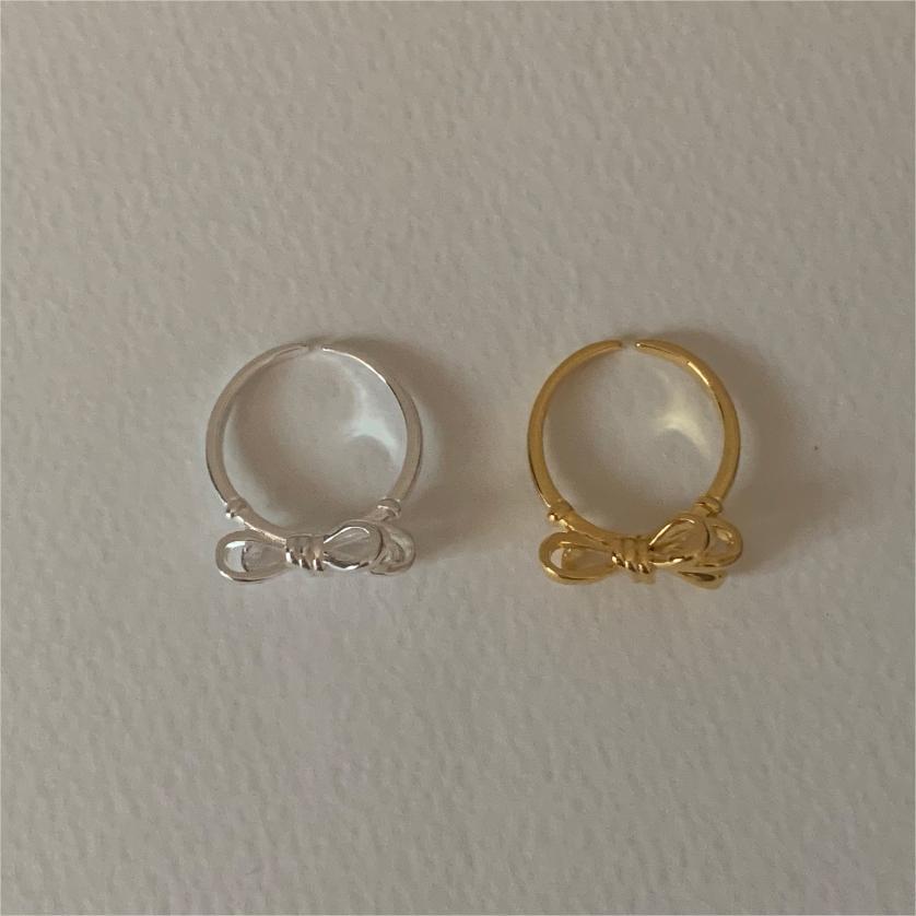 Sweet 925 Sterling Silver Heart Bow Ring for Women