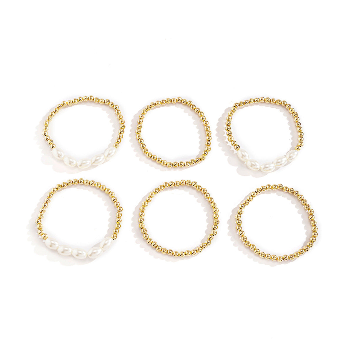 Minimalist Geometric Round Pearl Bracelet Set for Women