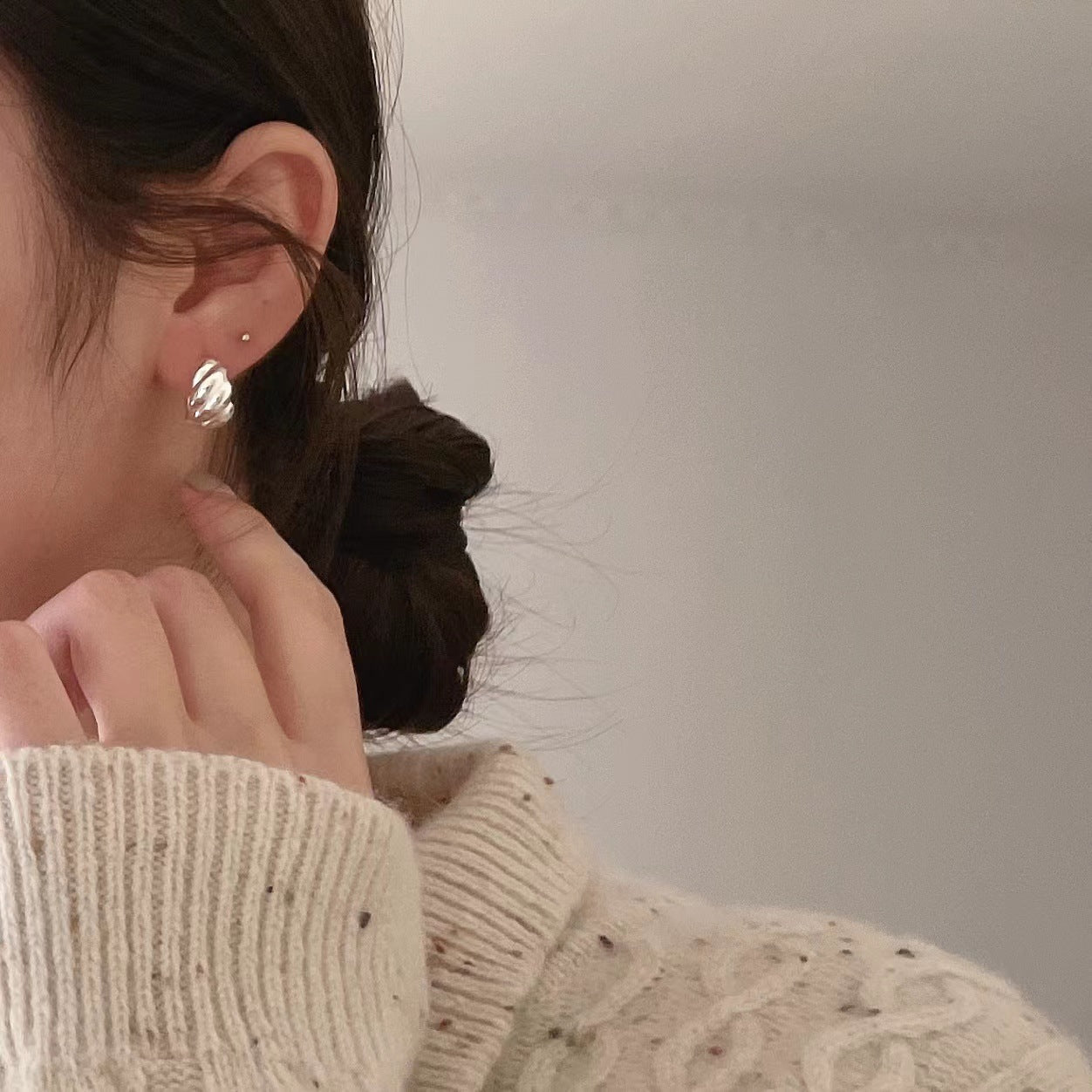 Minimalist Sweet 925 Sterling Silver Plated Geometric Wave Earrings for Women
