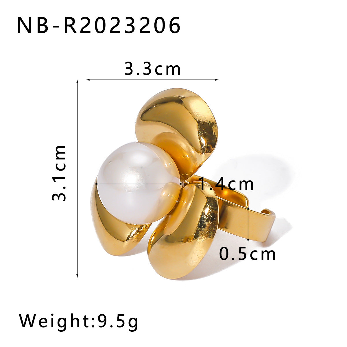 Anello in Acciaio Inox con Motivo Floreale Geometrico Stile INS, con Placcatura in Oro Sottovuoto, per Uomo e Donna