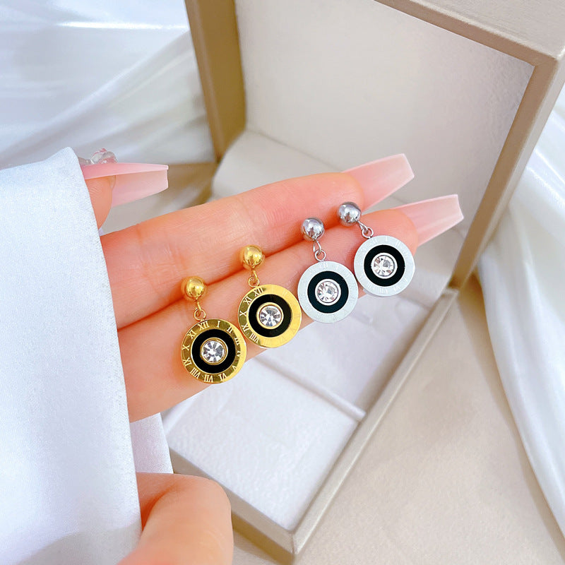 Minimalist Geometric Titanium Steel Earrings with Plated Finish for Women, Nature-Inspired Cosmic Design