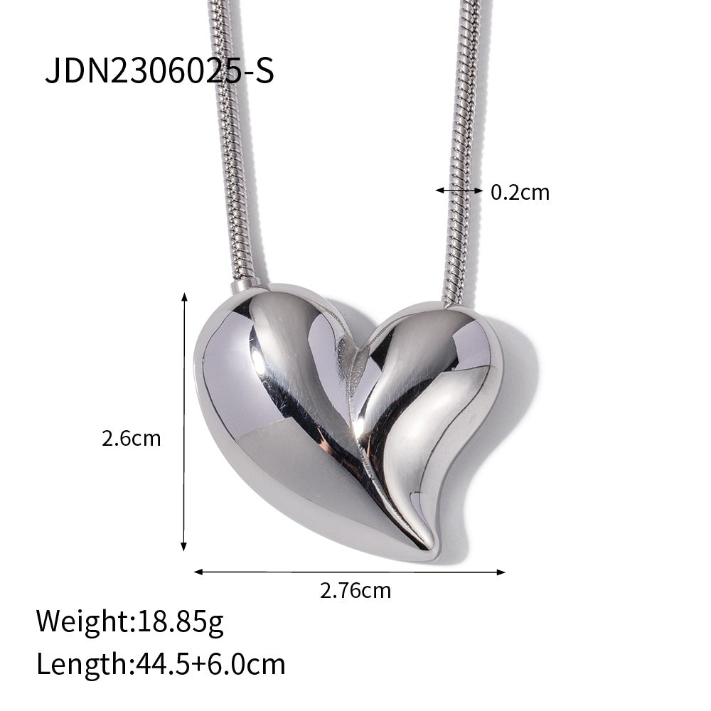 Minimalist Heart-Shaped Stainless Steel Earrings with 18K Gold Plating for Women