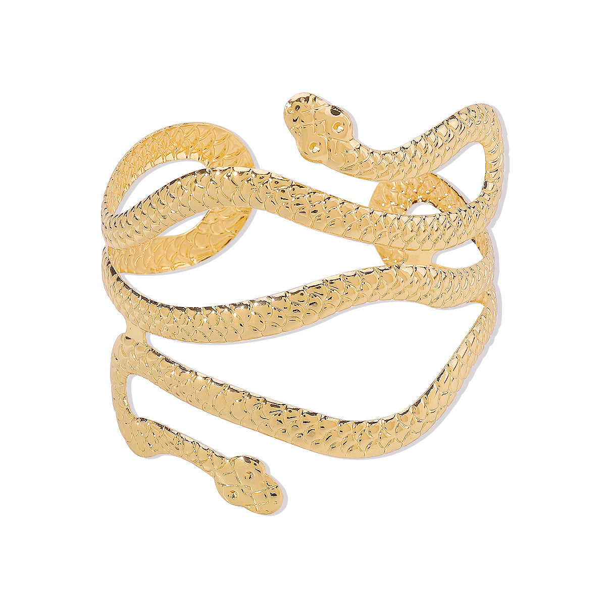 Brazalete esclava geométrico con forma de serpiente de estilo vintage para mujer con construcción de hierro galvanizado y diseño abierto ajustable