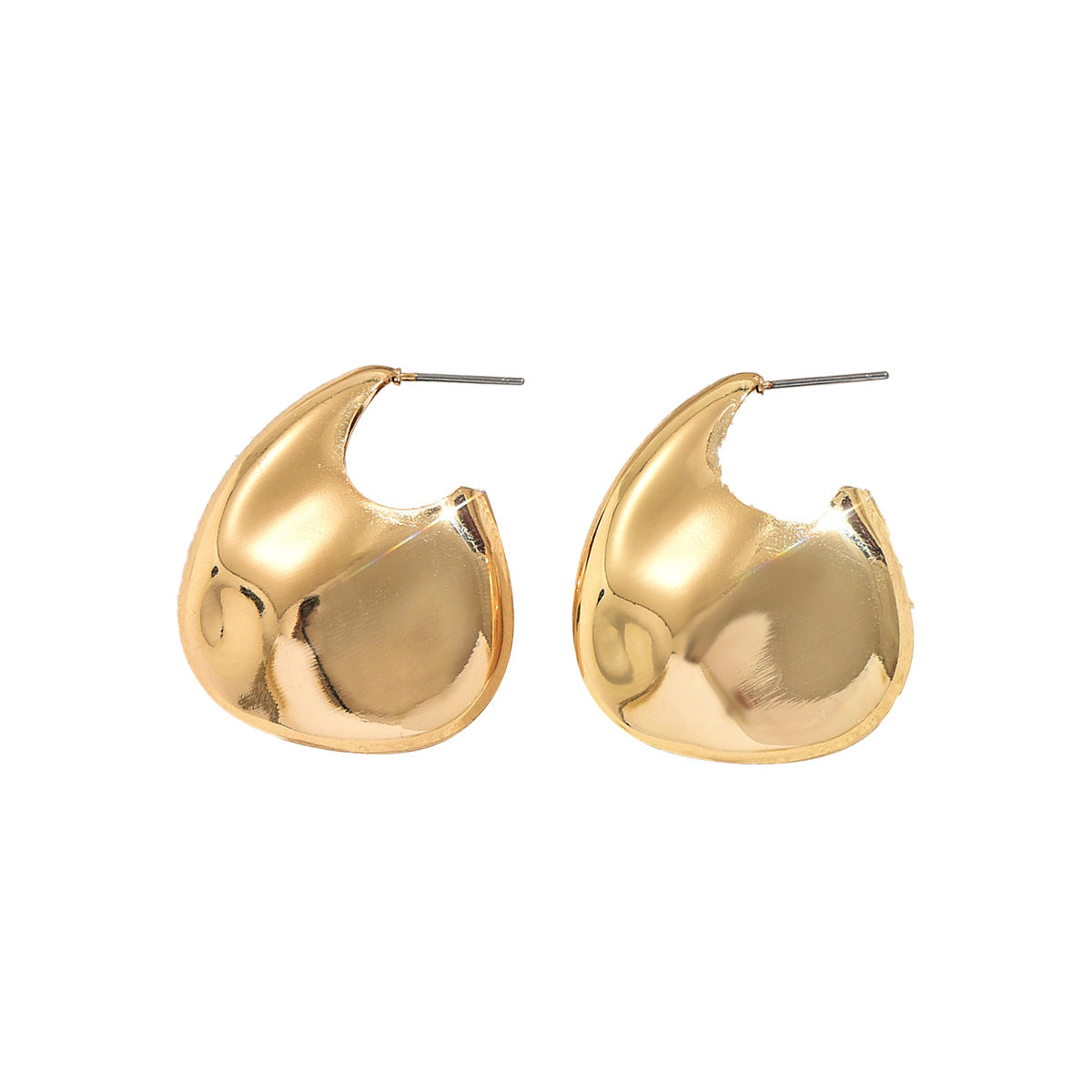 Aretes Chic Geométricos de Aleación de Zinc Pulido para Mujer con Acabado Electrochapado en Oro de 18K