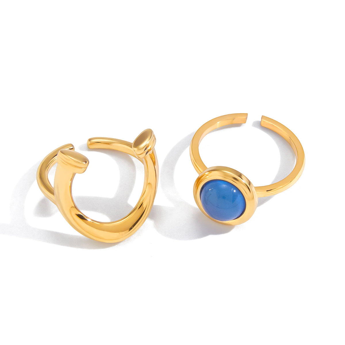 Anillo de resina con diseño de pezuña de caballo geométrica en acero de titanio con acabado chapado, joyería de mano de lujo para mujer