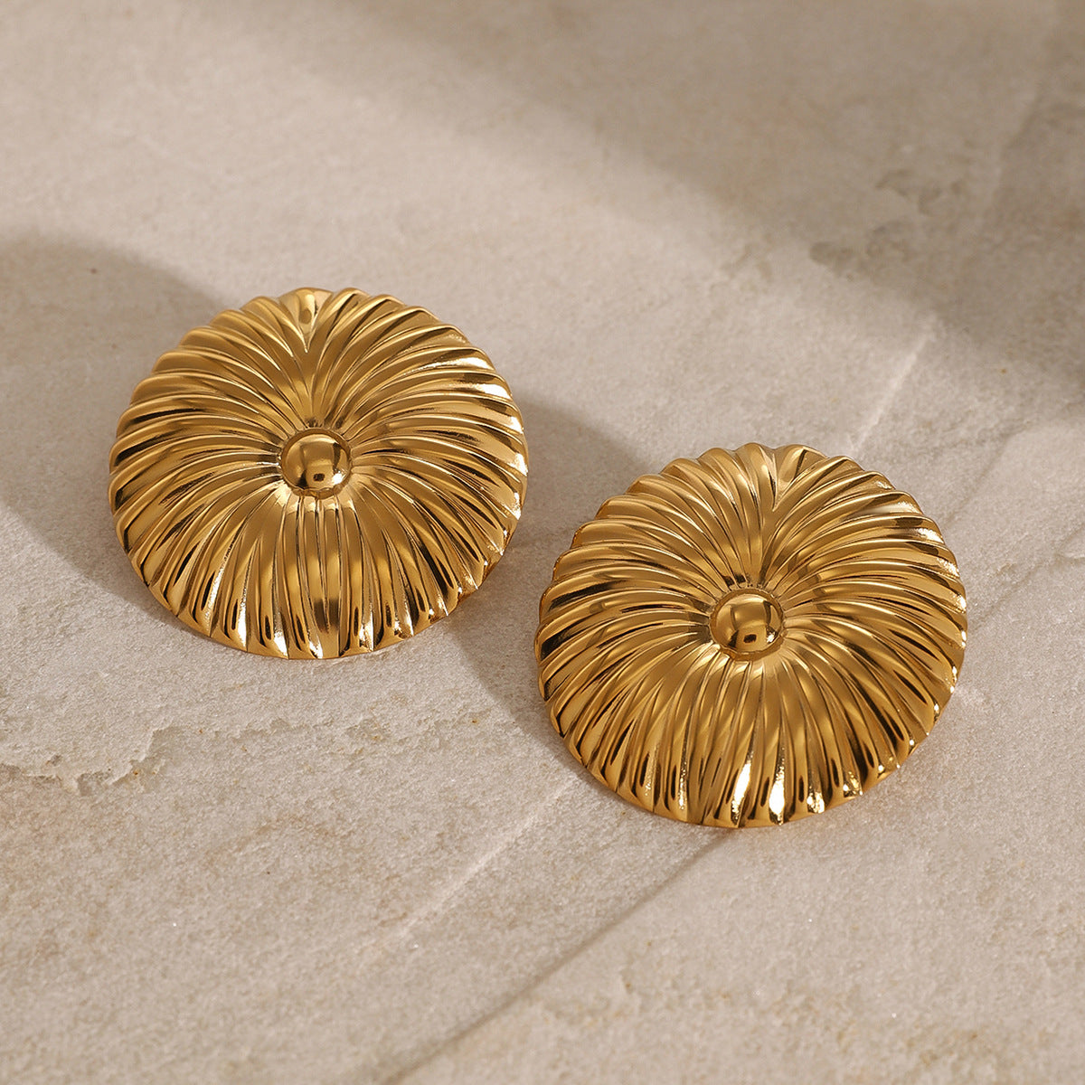 18K Gold Plated Stainless Steel Floral Earrings for Women
