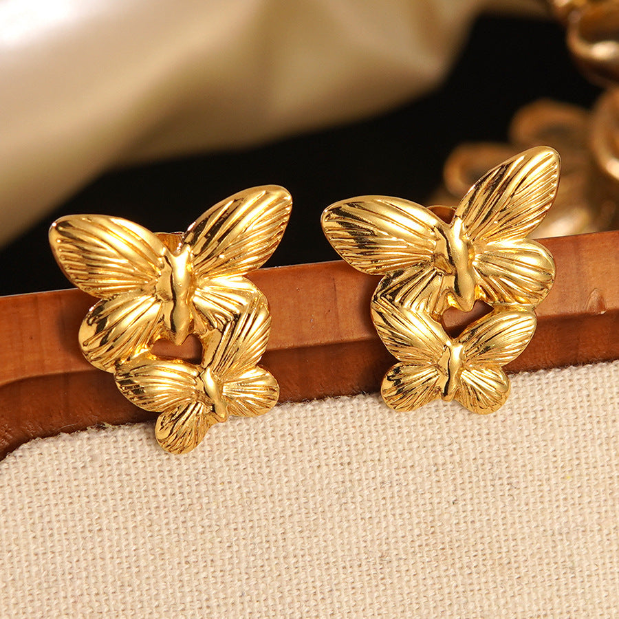 Set collana e orecchini a stella marina con fiocco conchiglia smaltato in acciaio inossidabile e titanio con catena a cavo per donna
