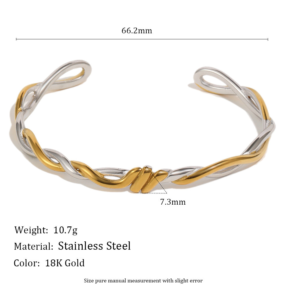 Elegant 18K Gold Plated Stainless Steel Geometric Knot Bangle