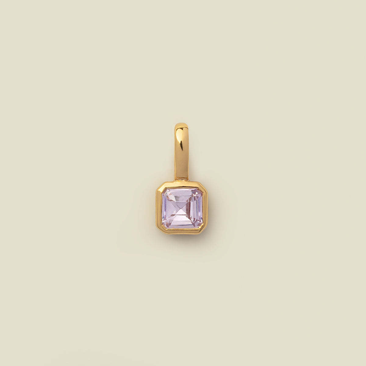 Minimalist Square Titanium Steel Gemstone Pendant with Cubic Zirconia Inlay Charm Bar for Women