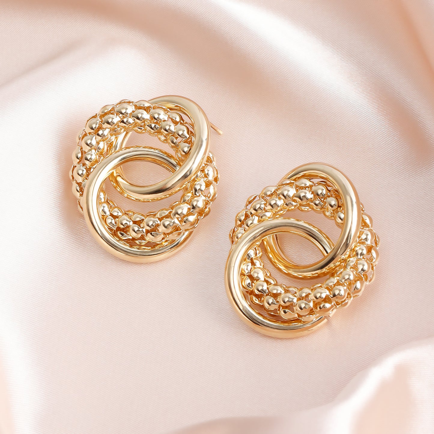 Minimalist Geometric Circular Metal Stud Earrings with Plating Finish for Women