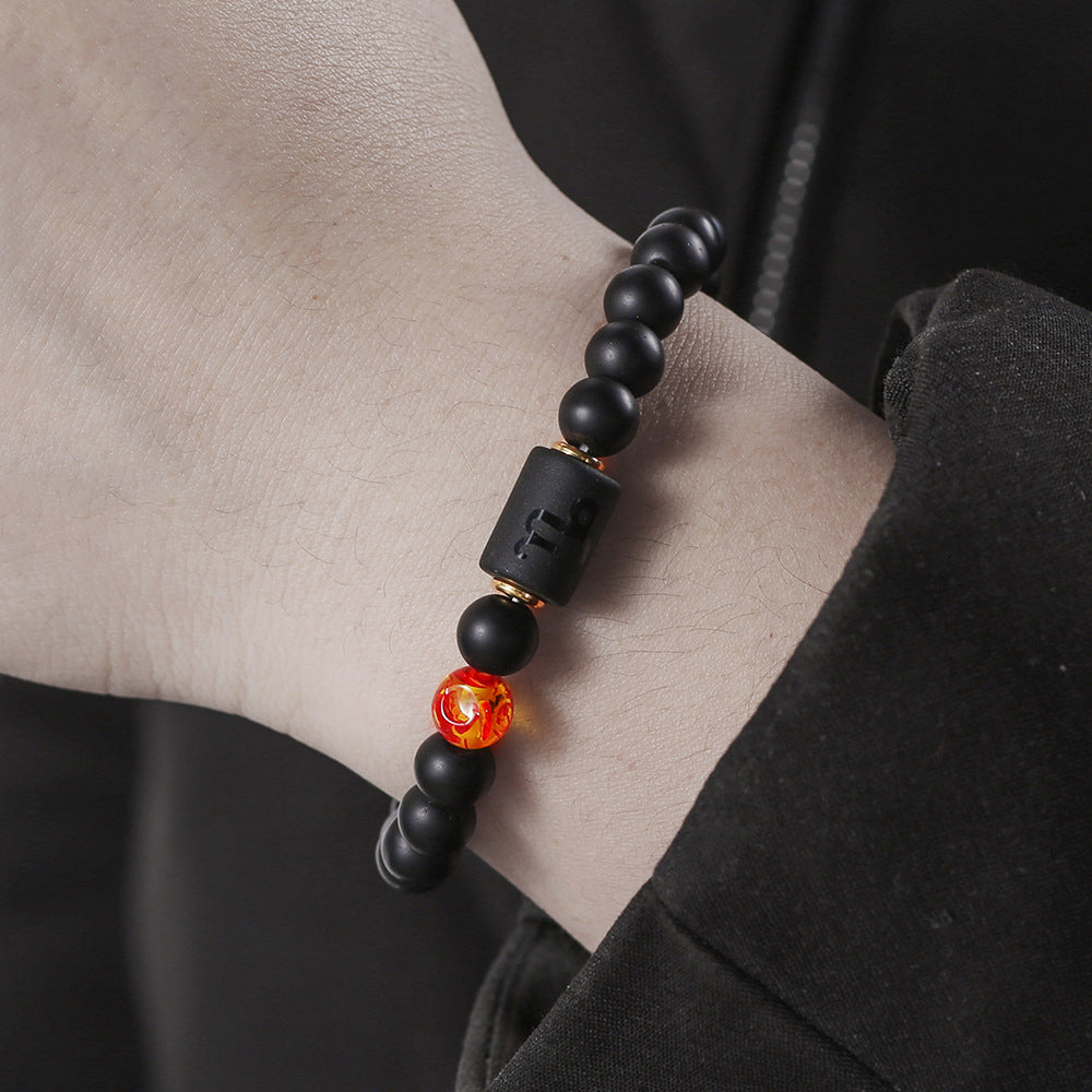 Unisex Plated Round Agate Beaded Bracelet 12 Constellation Series